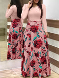 Wjczt Vintage Floral Print O-Neck Long Dress Women Summer 2021 New Short Sleeve Casual Slim Robe Casual Elegant Lady Maxi Vestidos