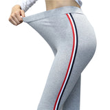 Wjczt 2022 Quality Cotton Leggings Side Stripes Women Casual High-stretch Leggings Pants High Waist Fitness Leggings Female