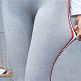 Wjczt 2022 Quality Cotton Leggings Side Stripes Women Casual High-stretch Leggings Pants High Waist Fitness Leggings Female