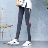 Wjczt 2022 Quality Cotton Leggings Side Stripes Women Casual High-stretch Leggings Pants High Waist Fitness Leggings Female