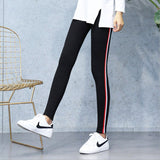 Wjczt 2022 Quality Cotton Leggings Side Stripes Women Casual High-stretch Leggings Pants High Waist Fitness Leggings Female