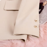 Wjczt Autumn Chic Solid Color Elegant Apricot Blazer Women Jacket Ladies Single Button Loose V-Neck Long Sleeve Cardigan