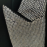 Wjczt 2022 Newest Fashion Designer Jacket Women&#39;s Stylish Peak Shoulder Strass Diamonds Beaded Blazer