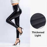 Wjczt Leggings Women Sexy Night Club Hip Lifting Slim PU Leather Leggings Casual Black Legging High Waist Leggings