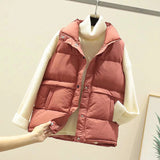 Wjczt 2022 Women Sleeveless Vest Winter Warm Plus Size 2XL Down Cotton Padded Jacket Female Veats Mandarin Collar Sleeveless Waistcoat