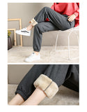 Wjczt Fashion Women Winter Warm Long Pants Fleece Thick Leggins Mujer Solid Size Plus Elastic Lace-up Casual Leggings