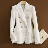 Wjczt Goddess temperament tweed suit jacket 2022 New double-breasted high-quality slim suit is thin and Small fragrance Jacket Women