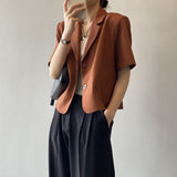 Wjczt Blazers Women S-4XL Solid Office Lady Chic Summer Fashion Single Breasted Casual Popular Crops Basic Ulzzang Notched Outwear New