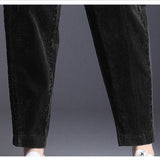 Wjczt Plush Thick Casual Pants Women&#39;s Corduroy Warm Pants Autumn Winter Leggings High Waist Harem Pants Trousers Women