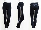 Wjczt Black Fitness Legging Women Heart Workout Legginngs Femmle Mesh And PU Leather Patchwork Leggings Solid Pants