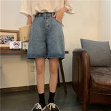 Wjczt Straight Shorts Women Ulzzang Summer Chic High Waist Denim Preppy Girls Streetwear All-match Leisure Stylish Women&#39;s Clothing