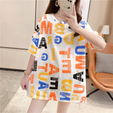 Wjczt Summer New Short-sleeved T-shirt Women&#39;s Mid-length Loose Top Clothes Girls Plus Size Women&#39;s Bottoming Shirt Graphic Tee 2022