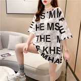 Wjczt Summer New Short-sleeved T-shirt Women&#39;s Mid-length Loose Top Clothes Girls Plus Size Women&#39;s Bottoming Shirt Graphic Tee 2022