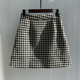 Wjczt Plaid Mini Skirt Women Black White Fashion Official Faldas Mujer Korean Style High Waist Short Jupe