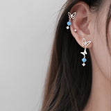Wjczt New Asymmetric Love Heart Earrings Silver Color Elegant Sweet Drop Earrings For Women Girls Party Wedding Jewelry Accessories