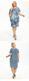 Wjczt Women&#39;s Plus Size Denim Dress Summer Slim Fit Dress Casual Dress Printed Woven Denim Short Sleeve Knee-Length
