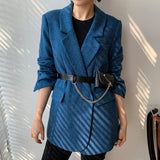 Wjczt New Woolen Coat Women Elegant Thick Blue Suit Blazer Jacket 2022 Autumn Winter Office Lady Outwear Female Fashion