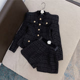 Wjczt High Quality 2022 Spring New Tweed 2 Two-Piece Set Sexy O-Neck Long Sleeve Single Breasted Jacket And Pants Club Party Set