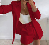 WjcztTwo Piece Blazer Suit Women Office Blazer Set Autumn Long Sleeve Blazer Shorts 2 Piece Set Womens Casual Blazers Set