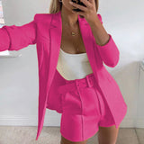 WjcztTwo Piece Blazer Suit Women Office Blazer Set Autumn Long Sleeve Blazer Shorts 2 Piece Set Womens Casual Blazers Set