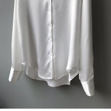 Wjczt Autumn Fashion Button Up Satin Silk Shirt Vintage Blouse Women White Lady Long Sleeves Female Loose Street Shirts 11355