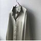 Wjczt Autumn Fashion Button Up Satin Silk Shirt Vintage Blouse Women White Lady Long Sleeves Female Loose Street Shirts 11355