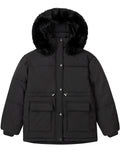 Wjczt New Winter Women Short Cotton-padded Jacket Slim Drawstring Waist Detachable Faux Fur Hooded Coat Warm Loose Outwear 2XL