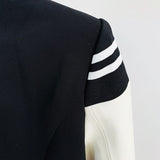 Wjczt New Fashion 2022 Stylish Blazer Varsity Jacket Women&#39;s Leather Sleeve Patchwork Lion Buttons Blazer
