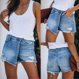 Wjczt 2022 Summer Women&#39;s Straight Breasted Denim Shorts High Waist Button Fly Shorts Skirts Feminino