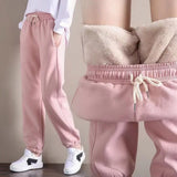 Wjczt Winter Pants Women Leggings Fleece Pants Solid Color Thick Plush Warm Trousers Female Casual Workout Leggings Loose Sweatpants