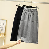 Wjczt 2022 New Spring Summer Skirts Korean Plus Size 4XL 5XL Cotton Elastic Band Loose Skirt Casual Large Size Women&#39;s Clothing