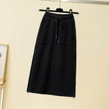 Wjczt 2022 New Spring Summer Skirts Korean Plus Size 4XL 5XL Cotton Elastic Band Loose Skirt Casual Large Size Women&#39;s Clothing