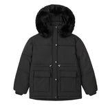 Wjczt New Winter Women Short Cotton-padded Jacket Slim Drawstring Waist Detachable Faux Fur Hooded Coat Warm Loose Outwear 2XL