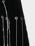 Wjczt Black Casual Patchwork Diamonds Tassel Female Blazer Notched Long Sleeve Korean Fashion Loose Women&#39;s Jacket 2022 Autumn New