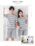 Wjczt Couple Nightwear Suit Summer Sweet Short Sleeve Pajamas Striped Casual Homewear Men Big Yards M-3XL Cotton Pijamas Mujer