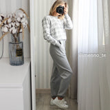 Wjczt Houndstooth Knit Womens Tracksuits Fashion O Neck Woman Pullovers + Harem Pants Two Piece Sets  Winter Outfits Four Color