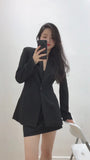 Wjczt early autumn new women&#39;s all-match with shoulder pad slim fit suit jacket and high-waist skirt professional wear office
