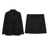 Wjczt early autumn new women&#39;s all-match with shoulder pad slim fit suit jacket and high-waist skirt professional wear office