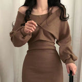 Wjczt Elegant Suit Suspender Dress Long sleeve Solid color Party Sexy Bodycon Women's dress