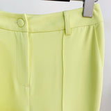 Wjczt Blazer Pantsuits Two Piece Set Office Ladies Women Yellow Purple Business Single Buttons Flared Pants Blazer + Pants Formal Suit