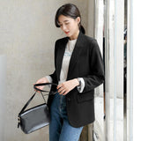 Wjczt New 2022 Autumn Fashion Blazer Jacket Women Casual Korean Pockets Long Sleeve Coat Office Ladies Solid Loose Blazer