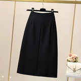 Wjczt 2022 Autumn Winter Women&#39;s Skirt Wool&amp;Blends Thick Black Skirts A-Line Button Suit Skirt Loose Oversize Female Clothing KE1738