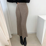 Wjczt 2022 Autumn Winter Knitting High Waist Pencil Women&#39;s Knitting Leisure Retro And Ankle Long Skirt Warm Thickened