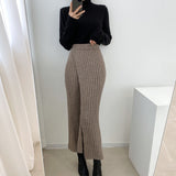 Wjczt 2022 Autumn Winter Knitting High Waist Pencil Women&#39;s Knitting Leisure Retro And Ankle Long Skirt Warm Thickened