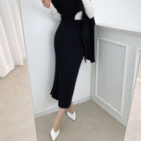 Wjczt 2022 Autumn Winter Knitting High Waist Pencil Women&#39;s Knitting Leisure Retro And Ankle Long Skirt Warm Thickened