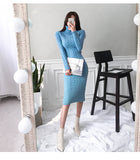 Wjczt Women&#39;s New Knitted Turtleneck Long Sleeve Slim and Slim Mid-length Over-the-knee Dress In Autumn and Winter White Dress