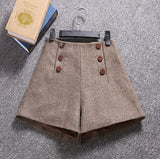 Wjczt Short Mujer Korean Woolen Shorts Women 2022 Winter Loose Wide Leg Shorts Feminino Autumn  Zipper Pocket Buttons Shorts 7435 50