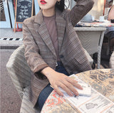 Wjczt 2022 Retro Plaid Blazer Set Single-breasted Jacket &amp; Pencil Skirt 2 Pieces Skirt Suit Female Office Ladies Blazer Suit