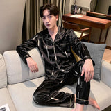 Wjczt Men Comfortable Pyjamas Set 3XL 4XL 5XL Long Sleeve Casual Home Wear Spring Autumn Silk Boy Pajama Sets Leisure Sleepwear Set