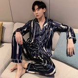 Wjczt Men Comfortable Pyjamas Set 3XL 4XL 5XL Long Sleeve Casual Home Wear Spring Autumn Silk Boy Pajama Sets Leisure Sleepwear Set